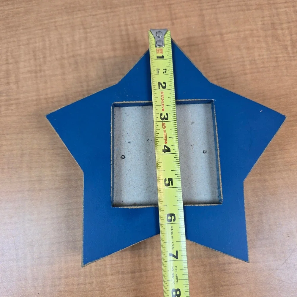 Picture Photo Frame Distressed Blue Star Wooden Dual Sided 3